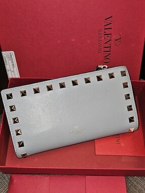 Valentino Rockstud Zip-Around Wallet